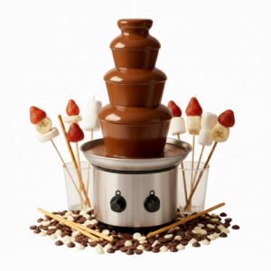 5‑Etagers Chokoladefontæne – 3 kg Chokolade, Serveringspinde & Slutrengøring